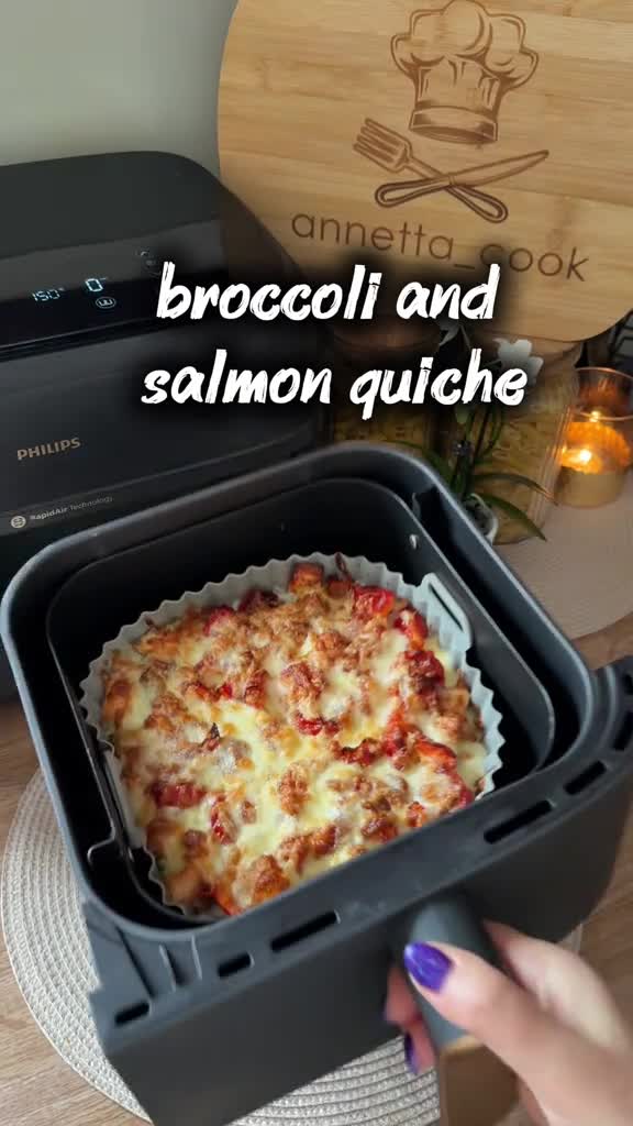 Киш с лососем и брокколи